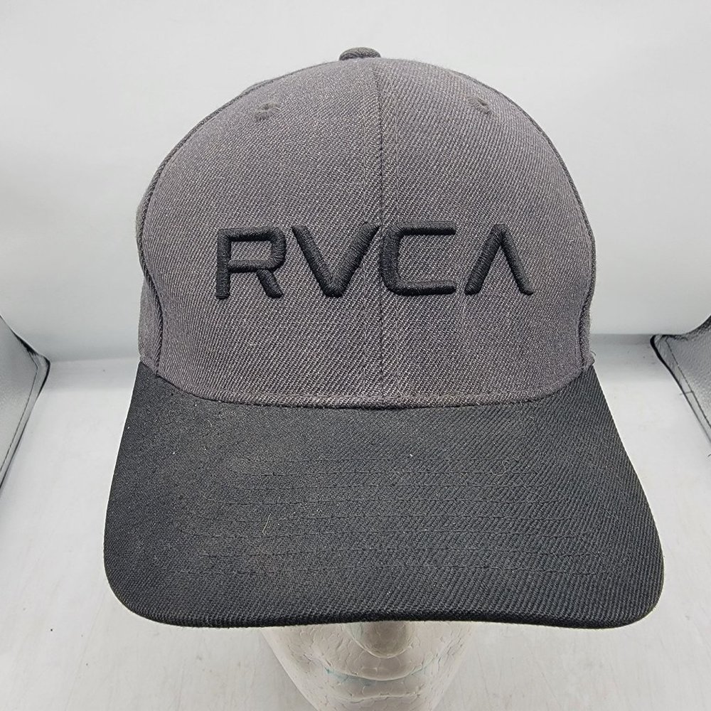 RVCA Mid Fit Gray Hat Adjustable Camo Brim Casual Outdoors Work Wear